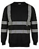 Kapton High Vis Sweatshirt Jumper Reflective Hi Visibility Crew Neck Sweatshirt, Black, 3XL