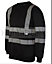 Kapton High Vis Sweatshirt Jumper Reflective Hi Visibility Crew Neck Sweatshirt, Black, 3XL