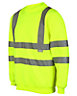 Kapton High Vis Sweatshirt Jumper Reflective Hi Visibility Crew Neck Sweatshirt, Yellow, L