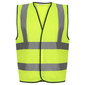 Kapton High Vis Vest jacket Reflective Hi Visibility Waistcoat Safety Work, Yellow, 2XL