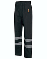 Kapton High Vis Waterproof Over Trouser High Visibility Reflectiv Safety Security Workwear, Black, S