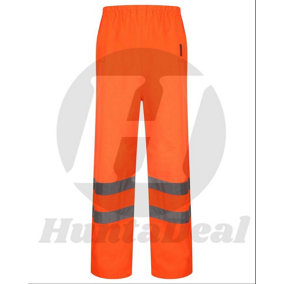 Kapton High Vis Waterproof Over Trouser High Visibility Reflectiv Safety Security Workwear, Orange, M
