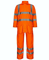 kapton High Vis Waterproof Rain Suit kapton Hi Visibility Reflective Jacket Trouser Waterproof, Orange, M