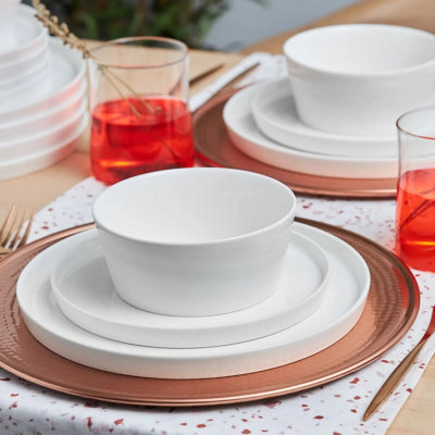 Karaca Salvare 18-Piece Bone China Dinner Set for 6 People, White