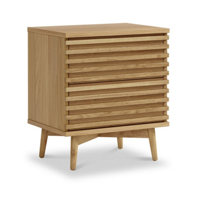 Kari Light Oak 2 Drawer Bedside Table - By Roseland Furniture