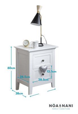 Karlstad Bedside Table with 2 Drawers in Classic White