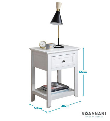 Karlstad Bedside Table with Drawer in Classic White