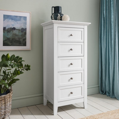 Karlstad Chest of Drawers 5 Drawer Tall in Classic White