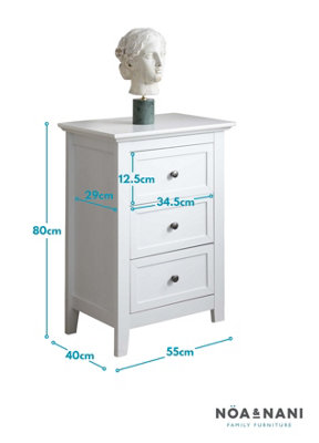 Karlstad Side Table Chest 3 Drawer in Classic White