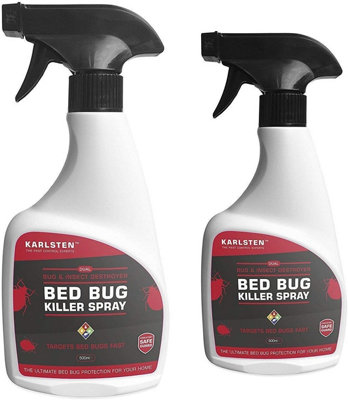 Karlsten Bed Bug Killer Spray x 2 Double Pack Elimination of Irritating Bed bugs,Formulated to Kill Bed Bugs. Trigger colours may