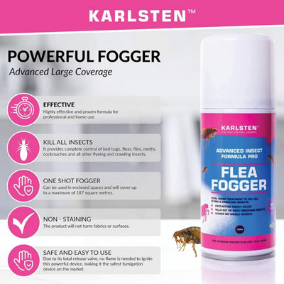 karlsten Flea Fogger Killer Spray Indoor Max Strength Ultimate Flea Killing Infestations Advanced Large Coverage Tagets