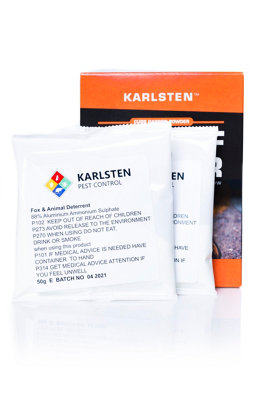 Karlsten Fox Deterrent High Strength Powder 2 x 50 G Anti Fouling & Digging Repellent For Garden Protection Makes 18 Litres