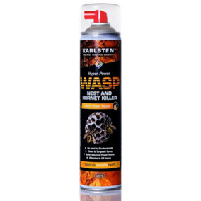 Karlsten Hyper Power Wasp Nest & Hornet Killer Foam - Gold Standard 600ml High Strength Long Range Spray for Indoor and Outdoor Wa