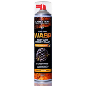 Karlsten Hyper Power Wasp Nest & Hornet Killer Spray - 600ml High Strength Long Range 5 Metre Spray for Indoor and Outdoor