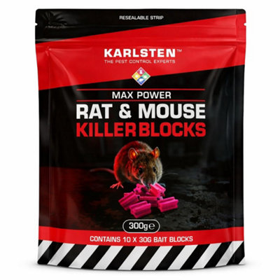 Karlsten Rat & Mouse Killer Blocks 300g - All-Weather Wax Bait with ...