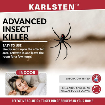 Karlsten Spider Killer Spray Fogger x 2 Indoor Max Strength Spider killer Destroying all Indoor Spider infestations Fast & Effecti
