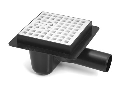 Karmat 50mm Pipe Floor Ground Waste Drain Plastic with White Square Pattern Grid