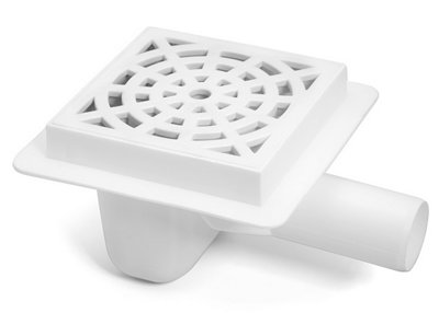 Karmat White 150x150mm Floor Ground Garage Waste Drain Gully Trap 50mm Outlet Pipe