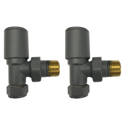 Kartell Anthracite Dark Grey Angled Radiator Valves 15MM X 1/2
