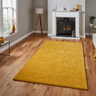 Kasbah KB2025 Ochre Geometric Wool Rug by Think Rugs-120cm X 170cm