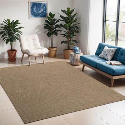 KASHVI Cottage Tan Machine Washable Jute Area Rug 118 x 170 cm