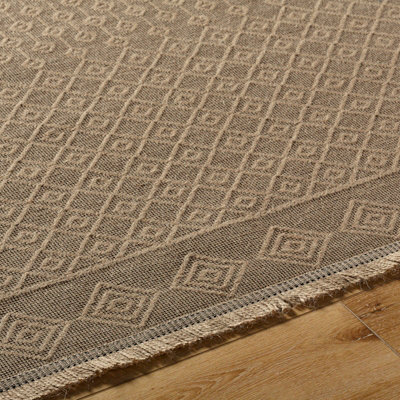 KASHVI Cottage Tan Machine Washable Jute Area Rug 118 x 170 cm