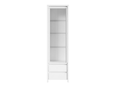 Kaspian 56cm Tall White Glass Display Cabinet - Slim Glazed Unit with 2 ...