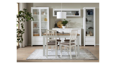 Kaspian 56cm Tall White Glass Display Cabinet - Slim Glazed Unit with 2 ...