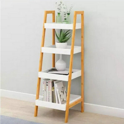 Kassi 4-Tier Bamboo Ladder Box Shelving Unit/Bathroom Kitchen Storage