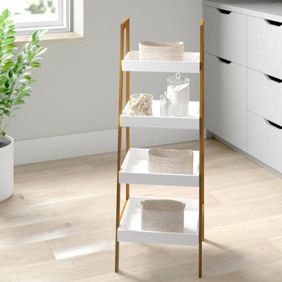 Kassi 4-Tier Bamboo Ladder Box Shelving Unit/Bathroom Kitchen Storage