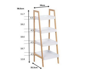 Kassi 4-Tier Bamboo Ladder Box Shelving Unit/Bathroom Kitchen Storage