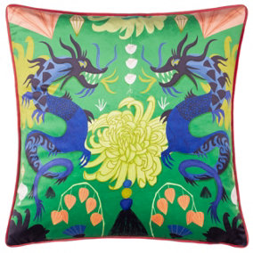 Kate Merritt Dragons Illustrated Piped Feather Filled Cushion