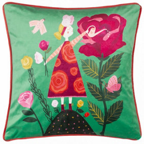 Kate Merritt Flower Girl Abstract Piped Feather Filled Cushion