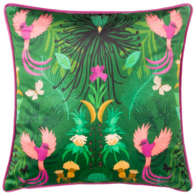 Kate Merritt Maximalist Tropical Velvet Piped Polyester Filled Cushion
