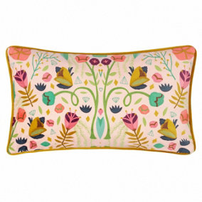 Kate Merritt Riverside Botanics Floral Velvet Piped Cushion Cover