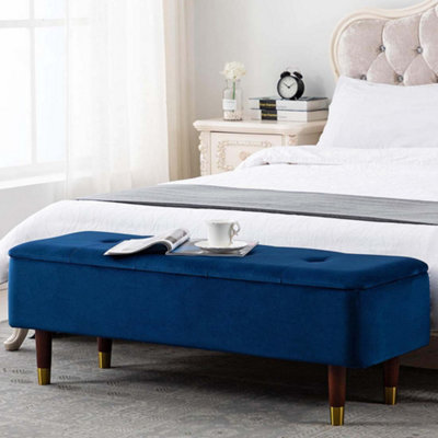 Blue velvet on sale ottoman storage