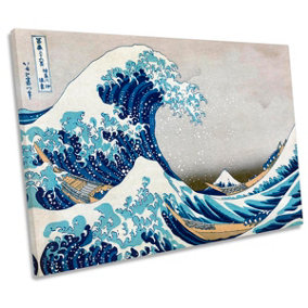 Katsushika Hokusai The Great Wave of Kanagawa CANVAS WALL ART Print (H)30cm x (W)46cm