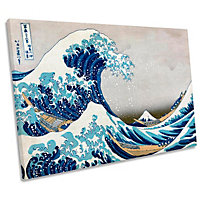 Katsushika Hokusai The Great Wave of Kanagawa CANVAS WALL ART Print (H)61cm x (W)91cm