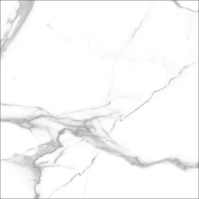 Kauna White Matt Marble Calacatta 600mm x 600mm Porcelain Wall & Floor Tiles (Pack of 4 w/ Coverage of 1.44m2)