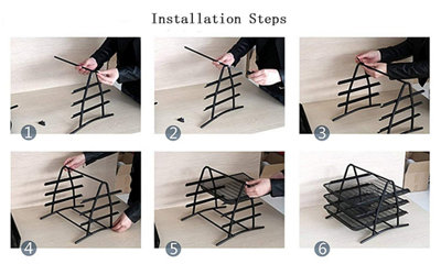 Mesh Office Set Of 5 PCS 3 Tier Letter / Filing / Paper Tray, Letter Rack Black | UK