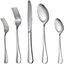 KAV 24pcs Stainless Steel Cutlery Set Sleek Design Cutter, Fork, Spoon, Teaspoon with Mirror Finished for Dinner Set (Silver)