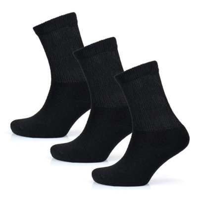 KAV 3 Pairs Non-Elastic Diabetic Ladies Socks for Swollen Legs - Easy Grip Loose Soft Top Cotton Sock - UK Size 4-7 and EU 37-41