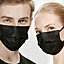KAV 3 Ply Disposable Face Masks Face Covering High Filterability, Suitable For Sensitive Skin Breathable Face Mask (Black) (100)