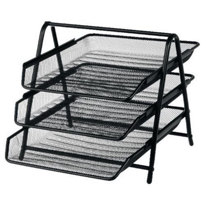 3 Tier Office Filing Trays Holder A4 Document Letter Paper Wire Mesh Storage UK