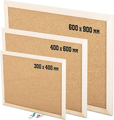 KAV 30 x 40CM Cork Notice Pin Board - Notice Board Bulletin Wooden Frame for Office, School, Bedroom, Memo, and Home (Pack of 2)