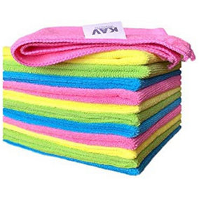 KAV 32x32cm Microfibre Towel for Cleaning - Reusable Ultra Absorbent Lint Free Multipurpose Towle - Pack of 4 in Vibrant Colors