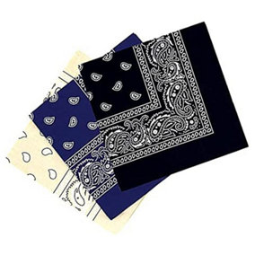 KAV 55x55cm Set of 3 Bandanas face mask Assorted Paisley Bandana - Head Wrap Scarf Wristband for Outdoor Sports, Hiking, Cycling