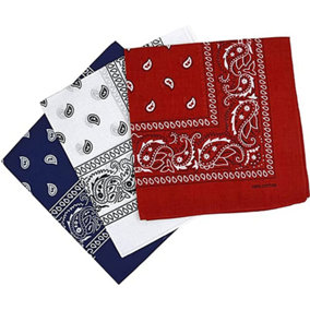 KAV 55x55cm Set of 3 Bandanas face mask Assorted Paisley Bandana - Head Wrap Scarf Wristband for Outdoor Sports, Hiking, Cycling