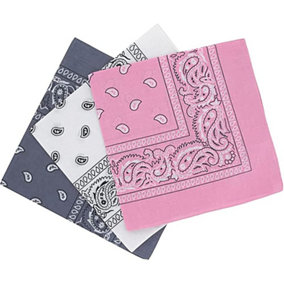 KAV 55x55cm Set of 3 Bandanas face mask Assorted Paisley Bandana - Head Wrap Scarf Wristband for Outdoor Sports, Hiking, Cycling