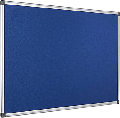 KAV 60 cm x 45cm Aluminium Frame Felt Notice Pin Board - Notice Board Bulletin Frame for Office, School, and Home (Blue)